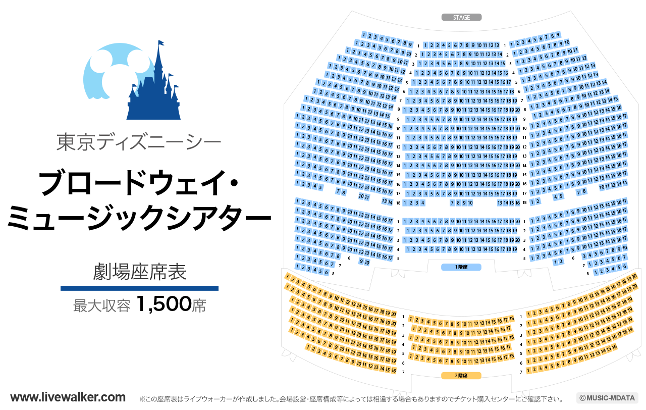 東京ディズニーシー ブロードウェイ･ミュージックシアターの座席表