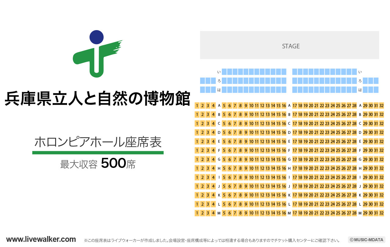 兵庫県立人と自然の博物館の座席表