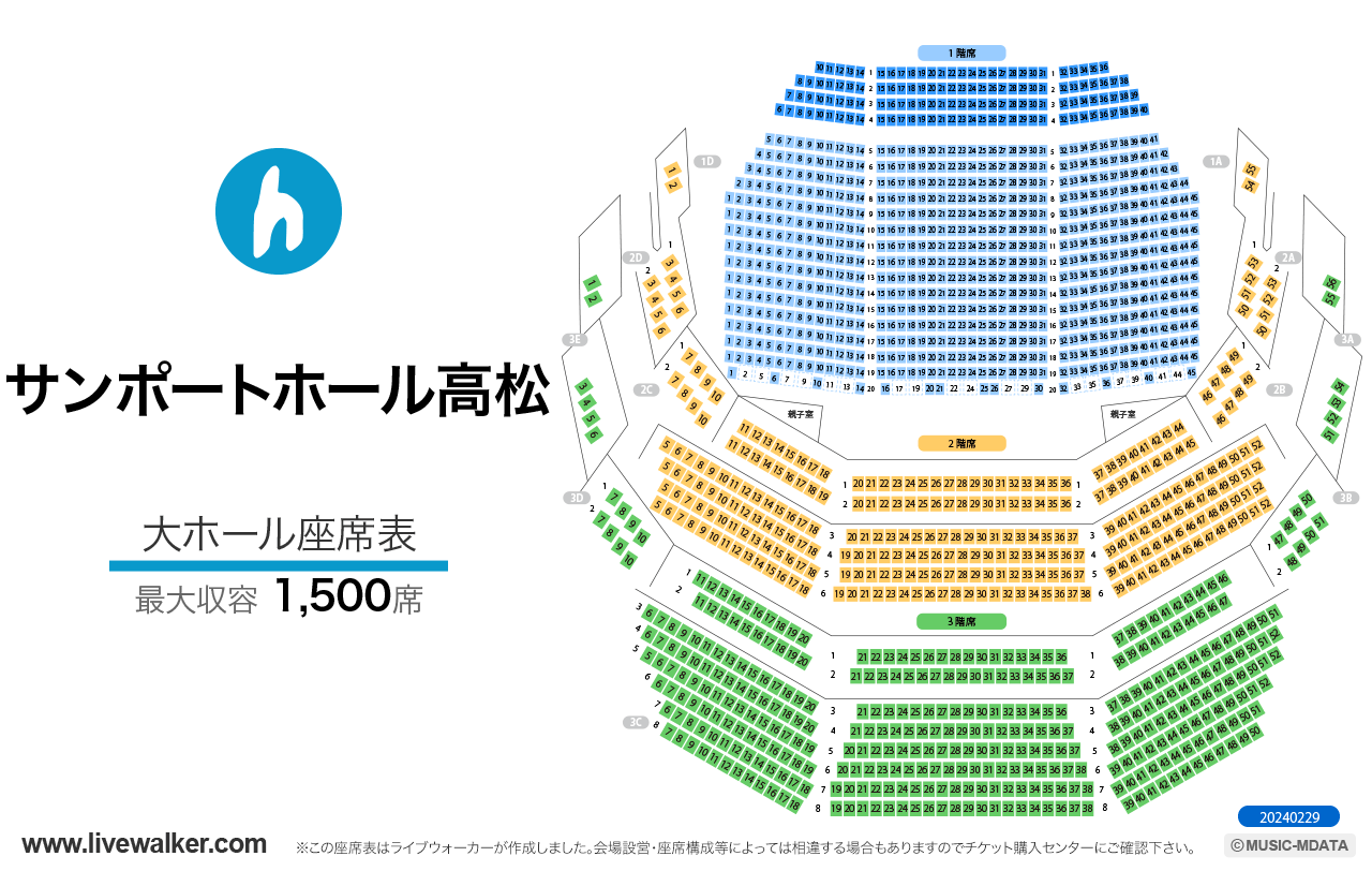 サンポートホール高松大ホールの座席表