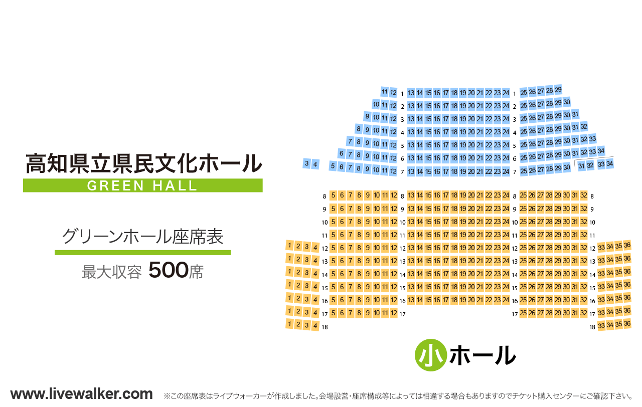 高知県立県民文化ホールグリーンホールの座席表