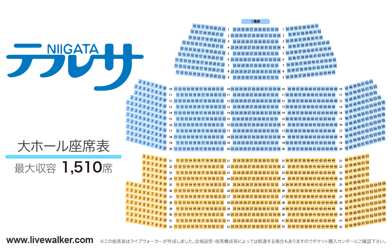 新潟テルサホールの座席表