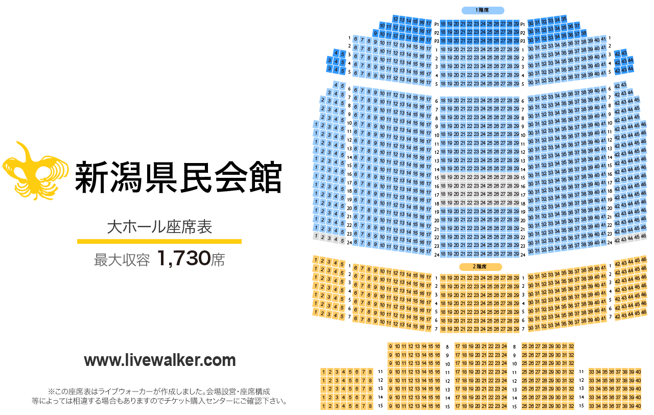 新潟県民会館大ホールの座席表