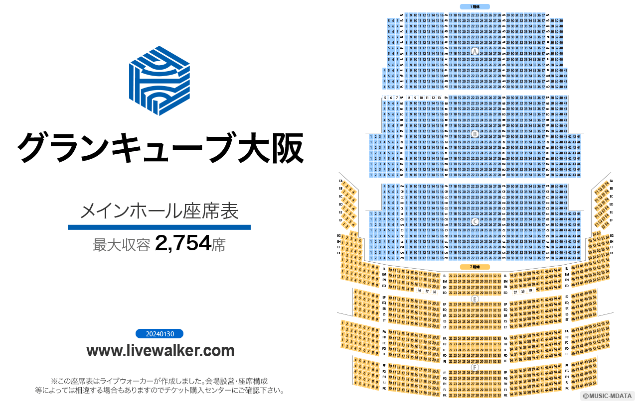 グランキューブ大阪メインホールメインホールの座席表