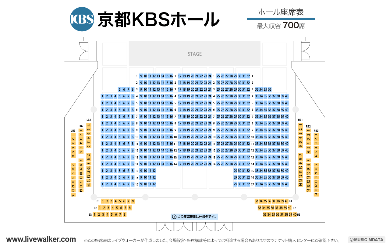 京都KBSホールホールの座席表