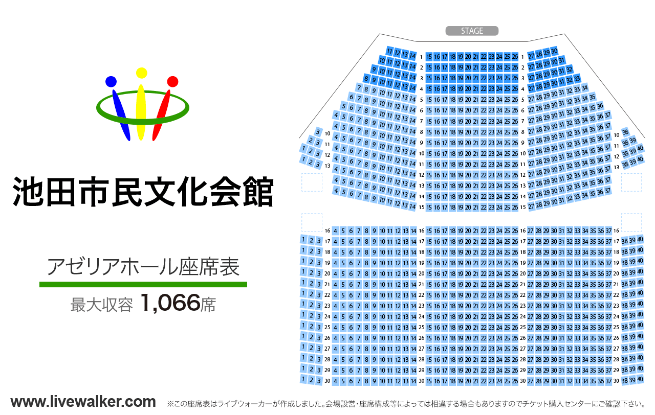 池田市民文化会館アゼリアホールの座席表