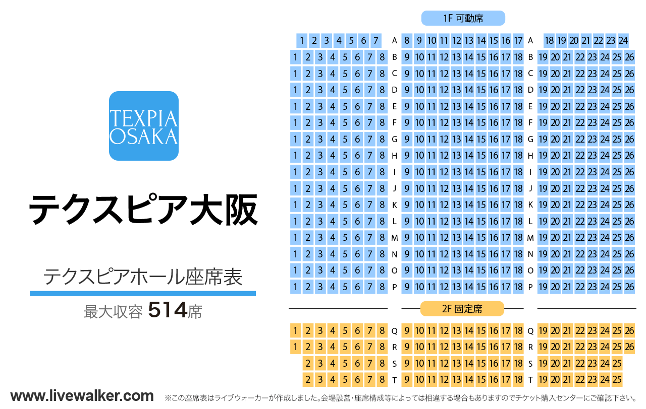 テクスピア大阪テクスピアホールの座席表