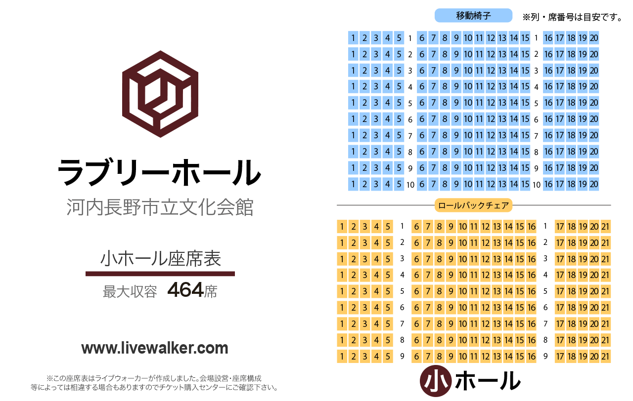 ラブリーホール小ホールの座席表