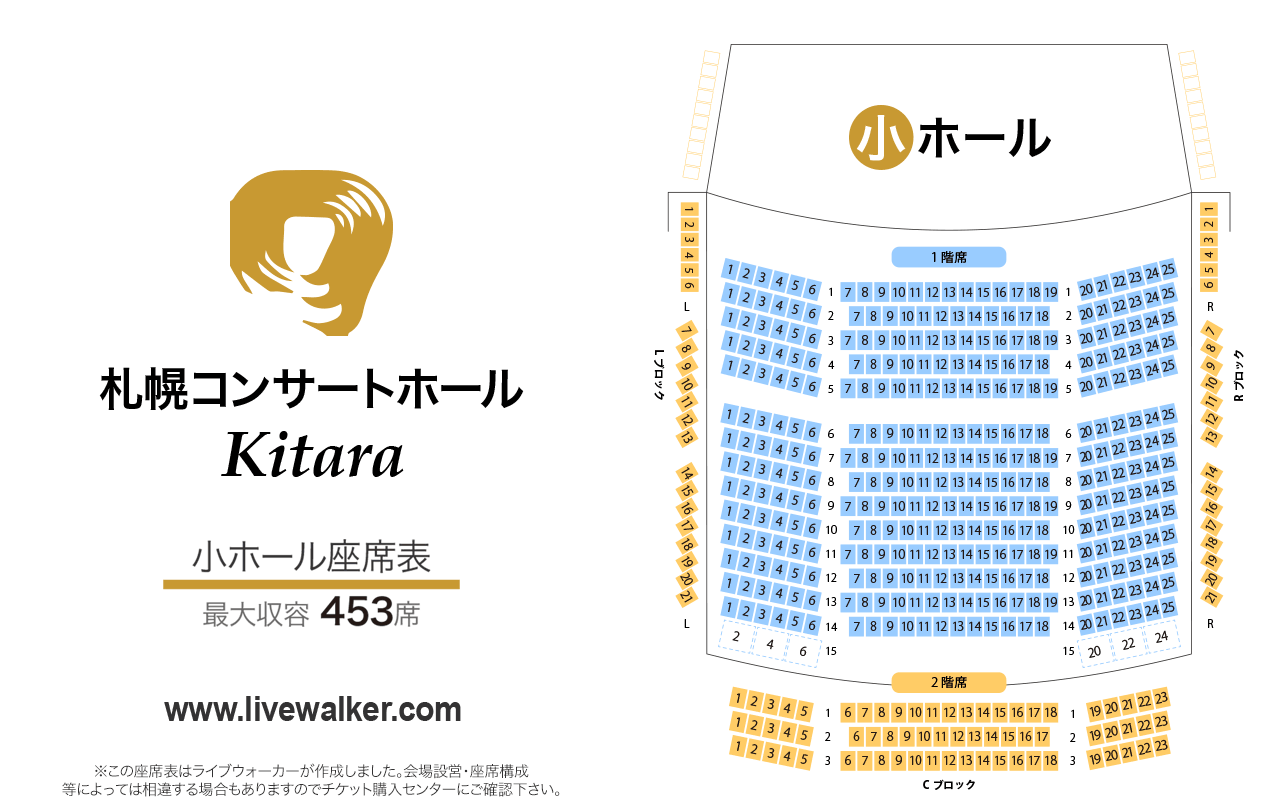 札幌コンサートホールKitara小ホールの座席表