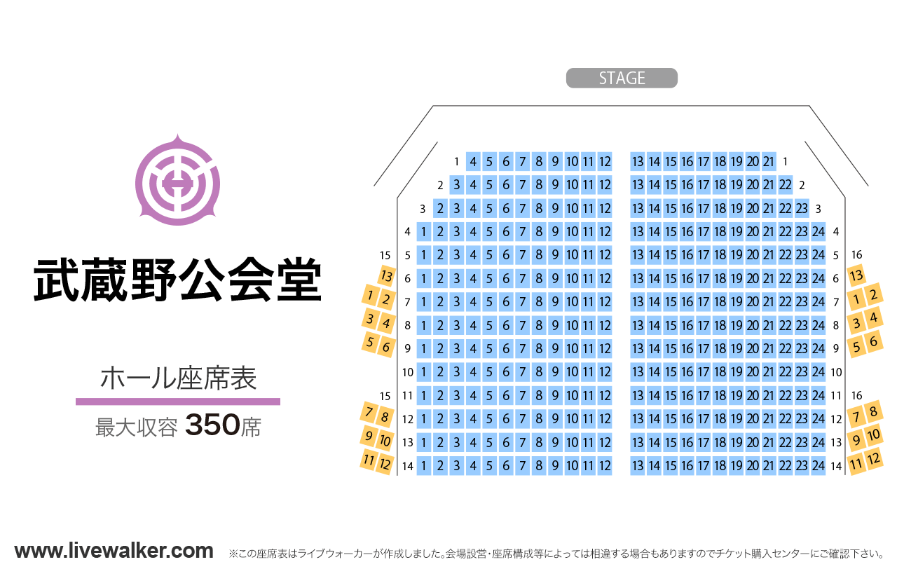 武蔵野公会堂ホールの座席表