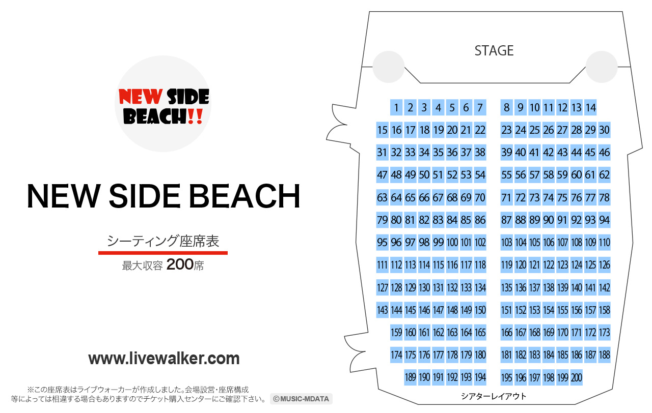 新横浜NEW SIDE BEACHシーティングの座席表