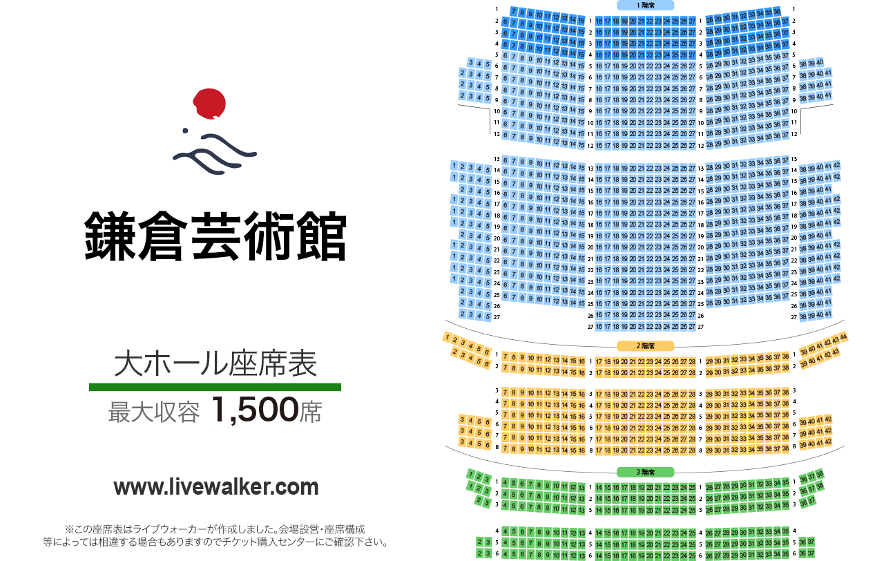 鎌倉芸術館大ホールの座席表
