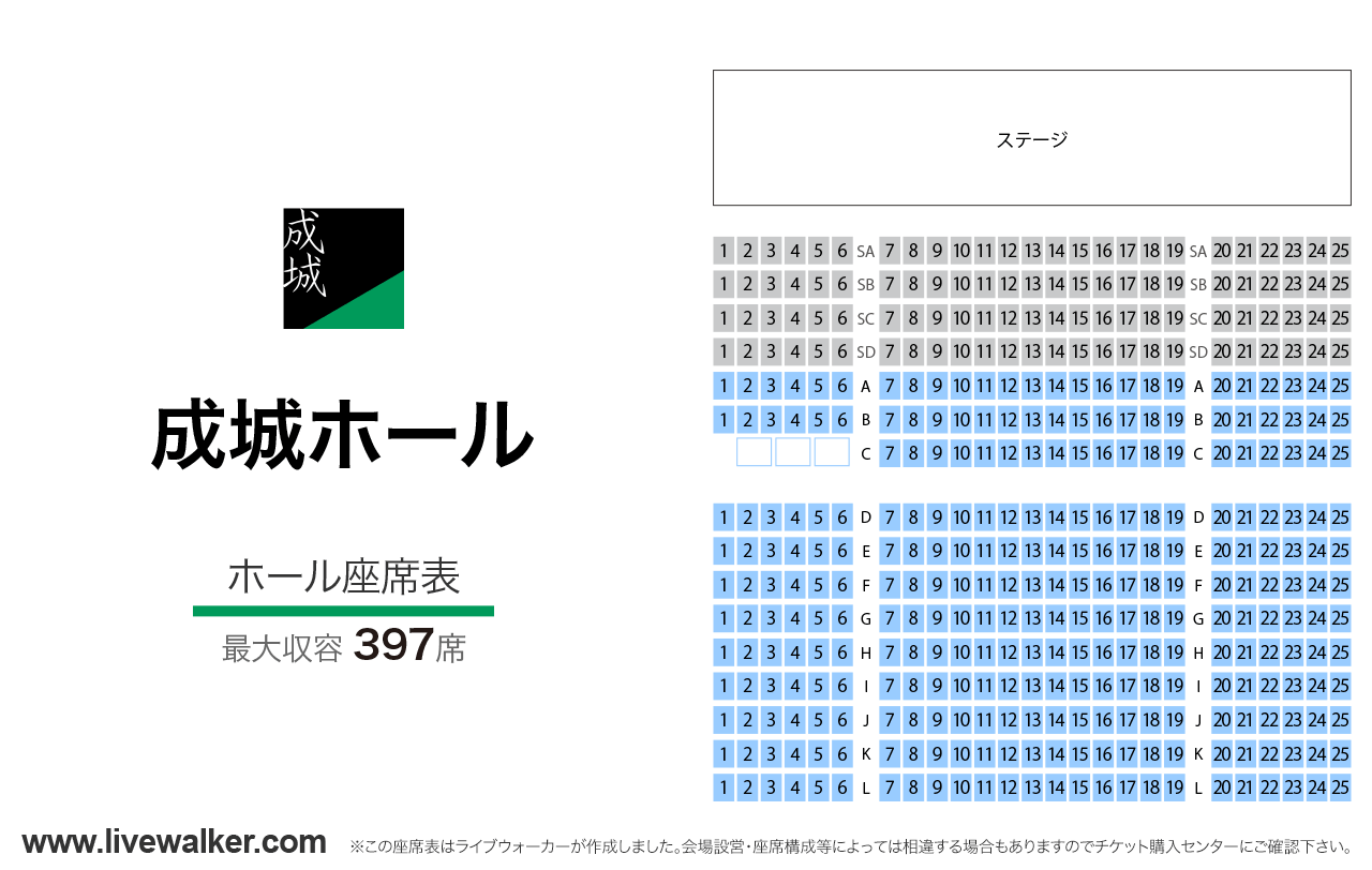 成城ホールホールの座席表