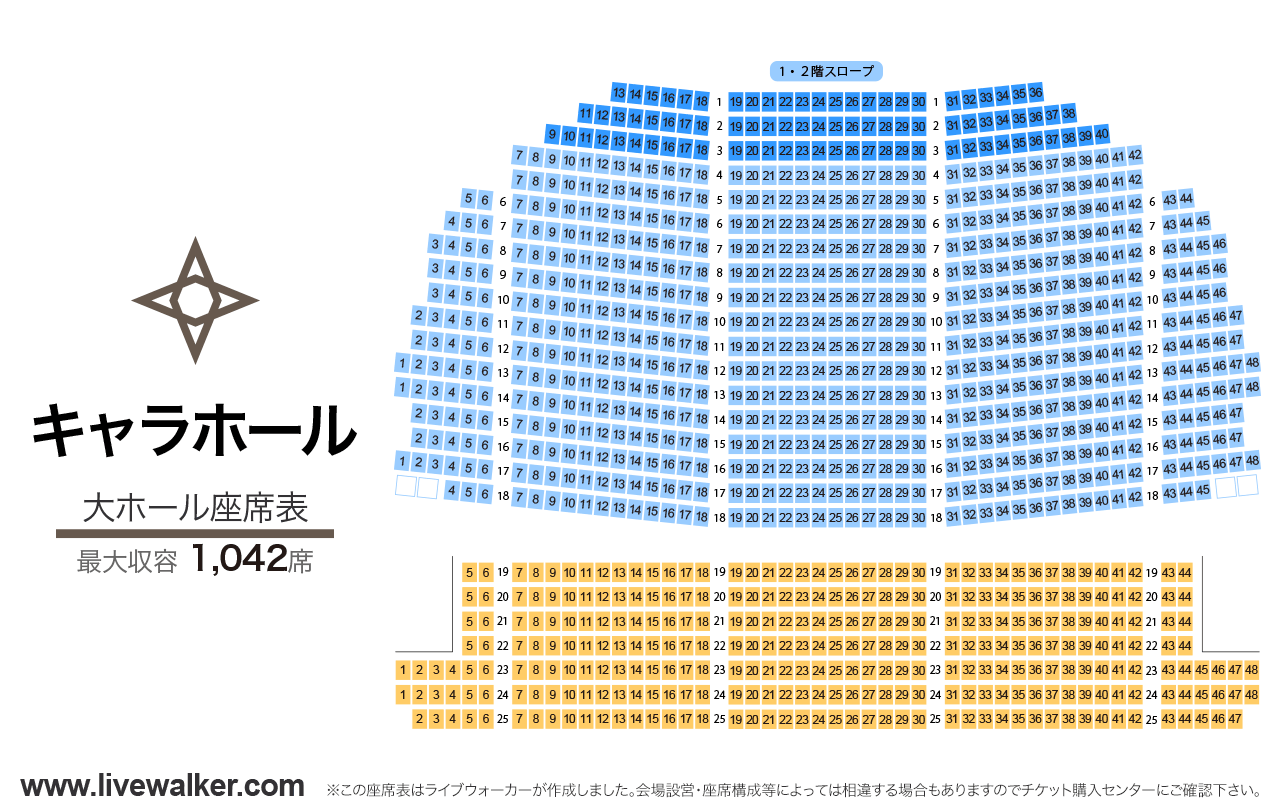 キャラホール大ホールの座席表