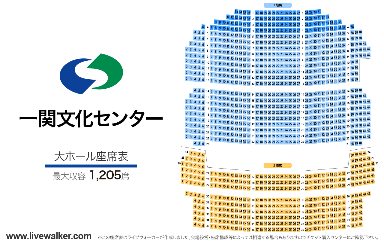 一関文化センター大ホールの座席表