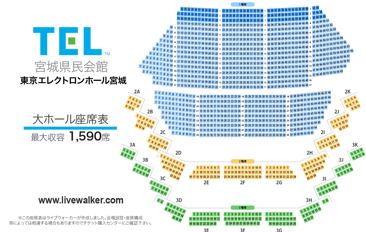 東京エレクトロンホール宮城大ホールの座席表