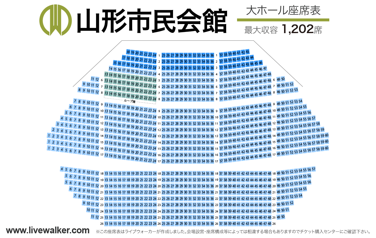 山形市民会館大ホールの座席表