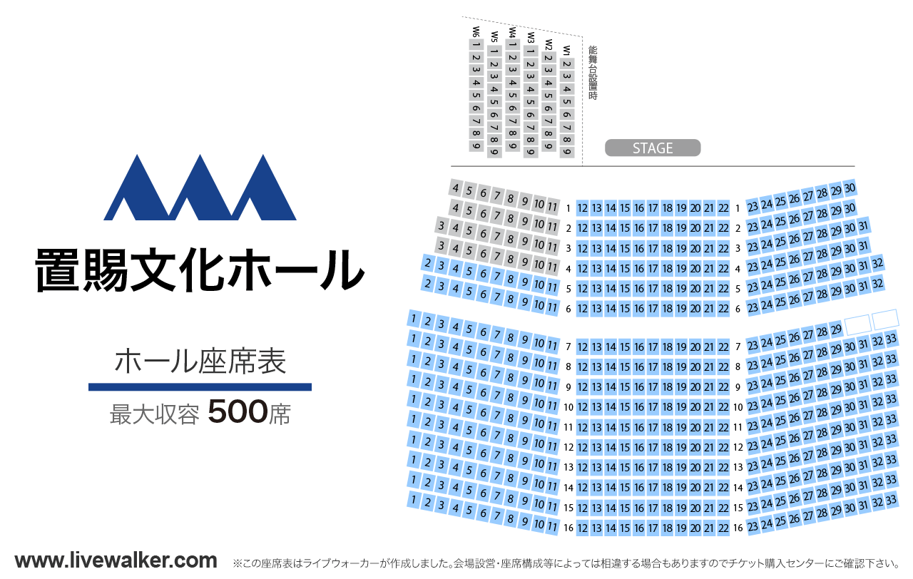 置賜文化ホールホールの座席表