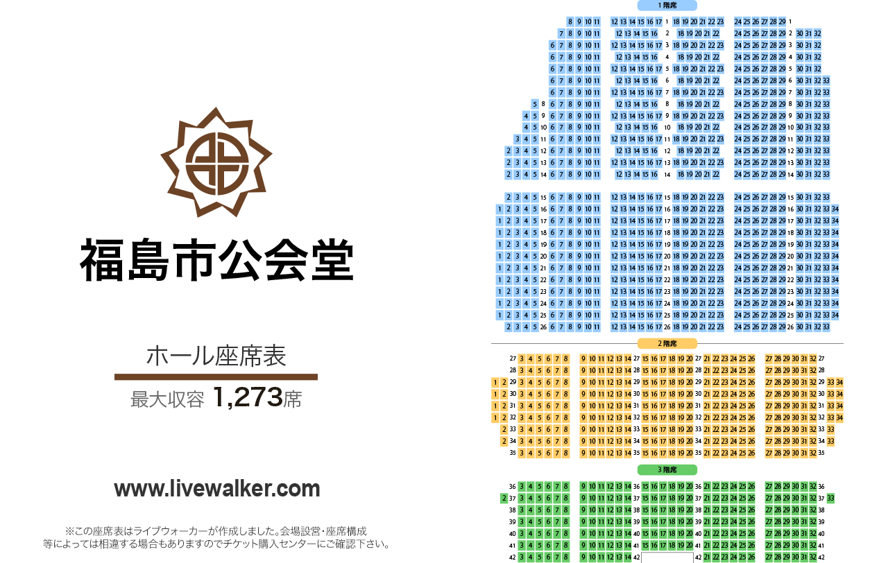 福島市公会堂ホールの座席表