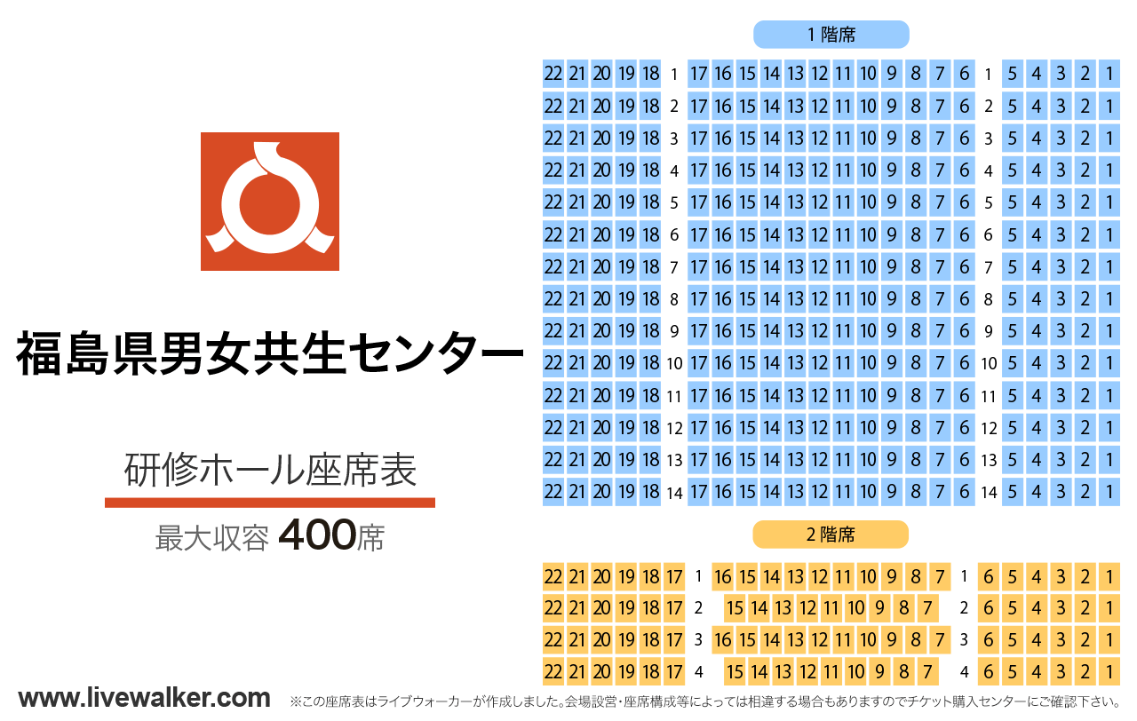 福島県男女共生センター研修ホールの座席表