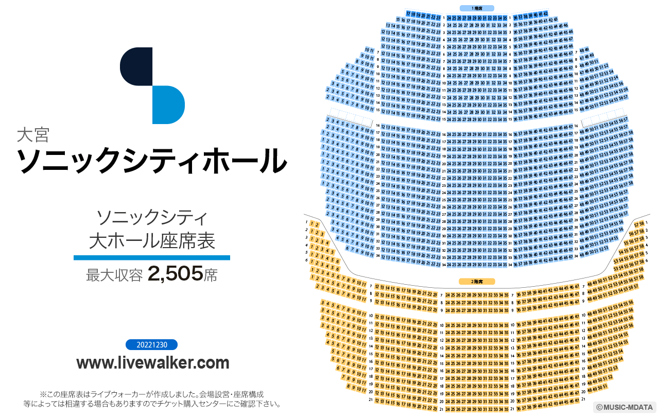 大宮ソニックシティホール大ホールの座席表