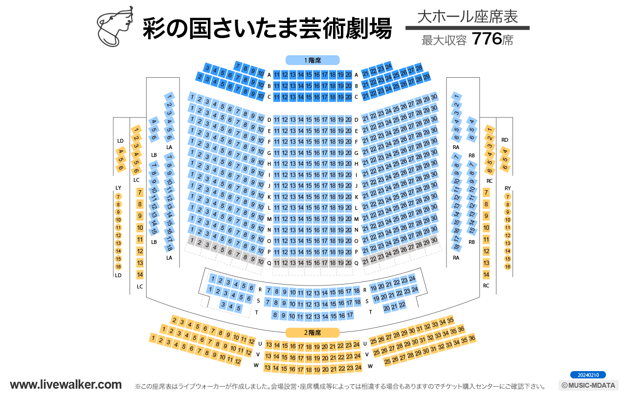 彩の国さいたま芸術劇場大ホールの座席表