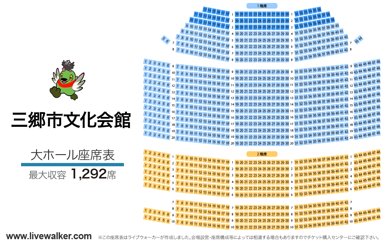 三郷市文化会館大ホールの座席表