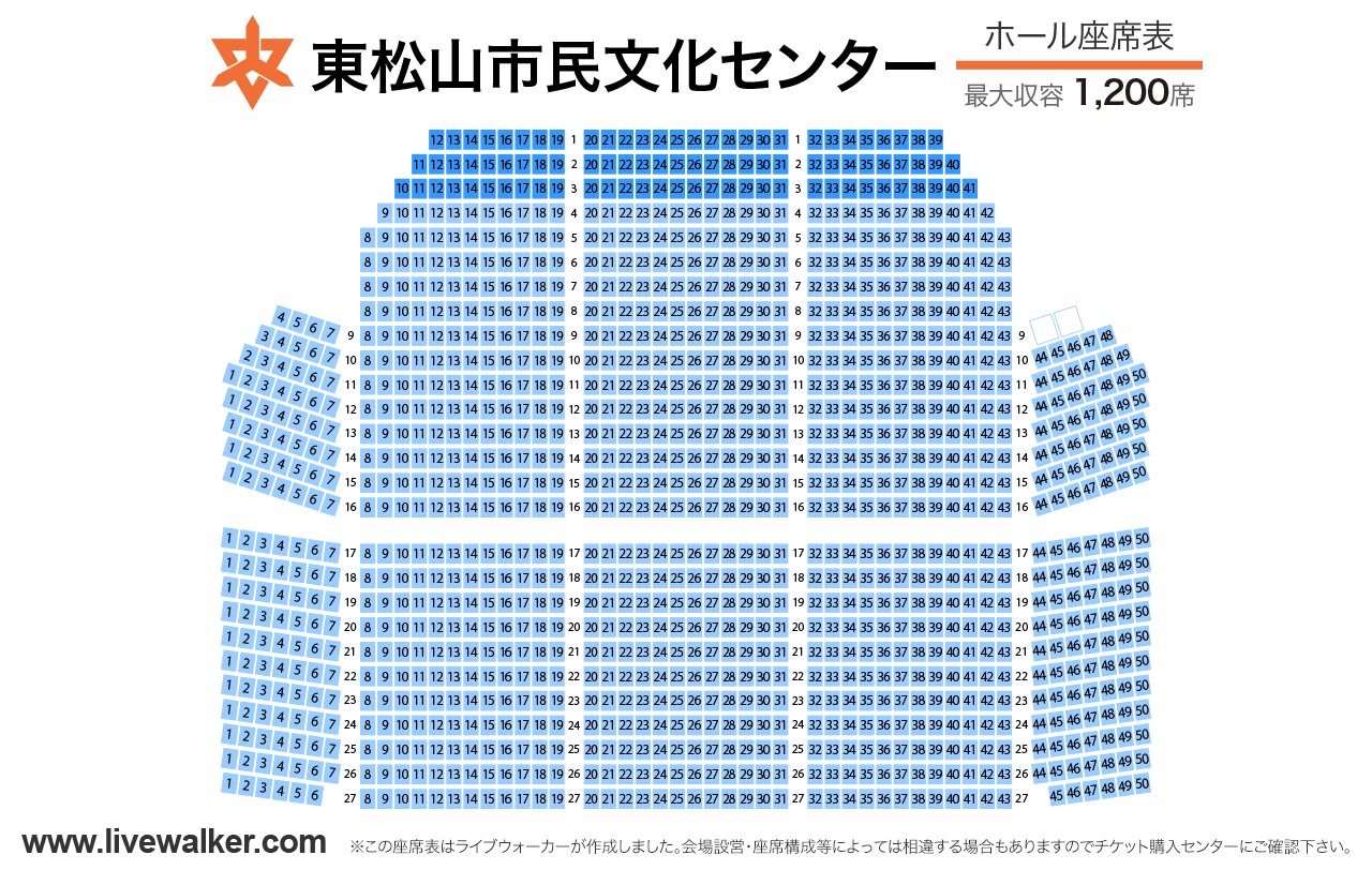 東松山市民文化センターホールの座席表