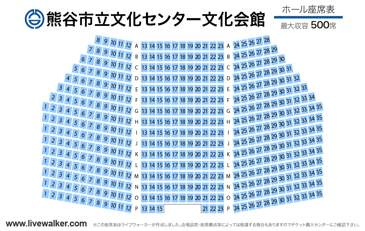 熊谷市立文化センター文化会館ホールの座席表