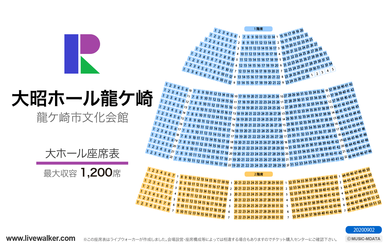 大昭ホール龍ケ崎大ホールの座席表