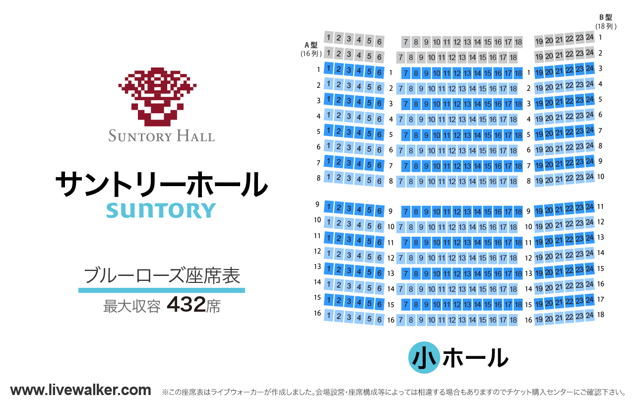 サントリーホールブルーローズの座席表