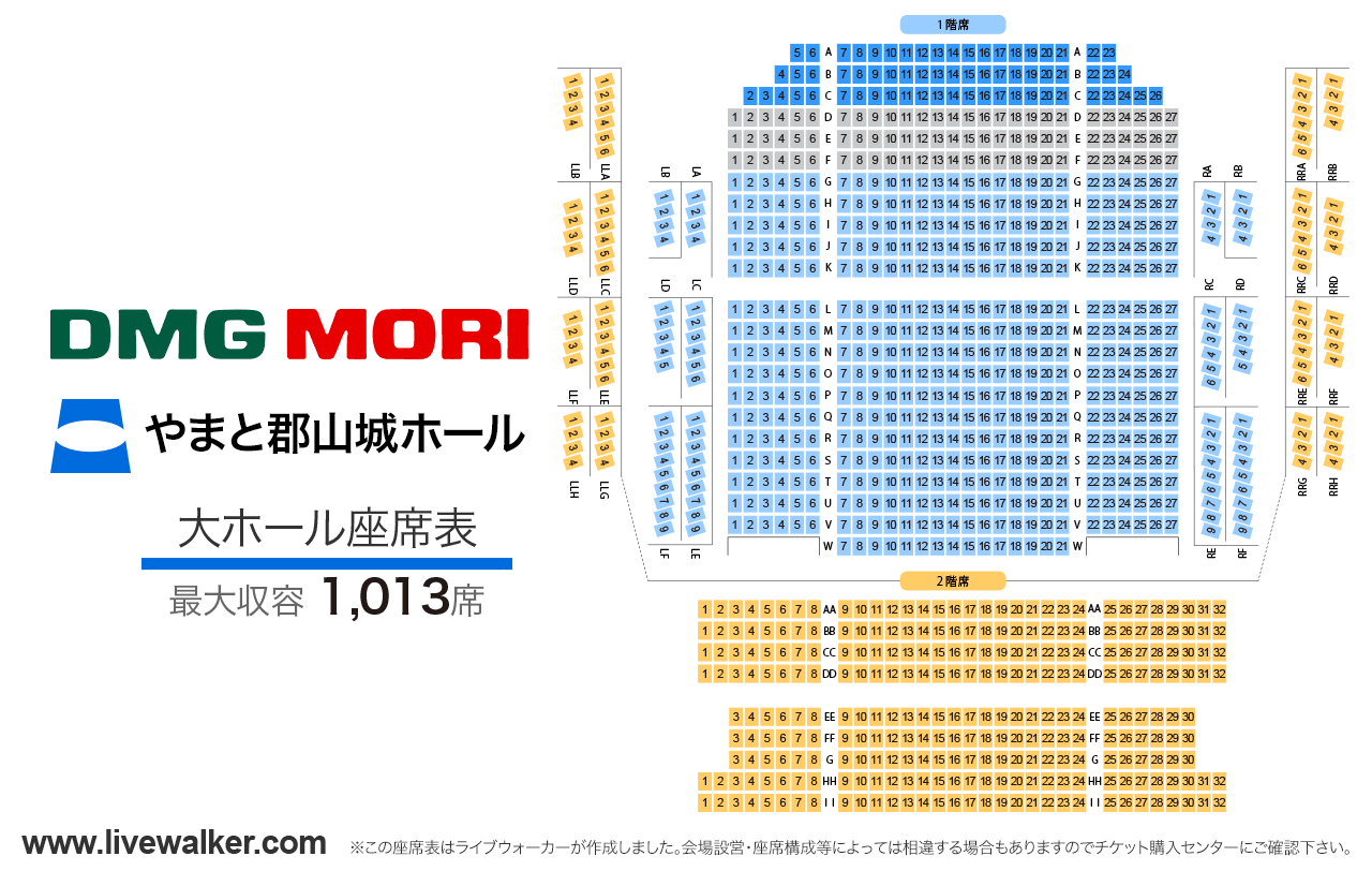 DMG MORI やまと郡山城ホール大ホールの座席表