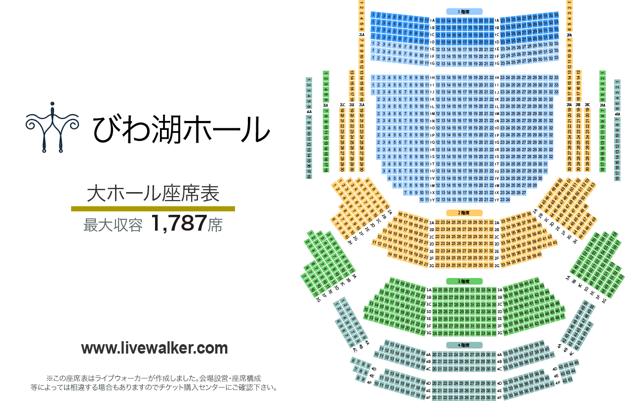 滋賀県立芸術劇場びわ湖ホール大ホールの座席表