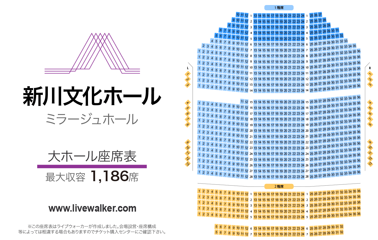 新川文化ホール ミラージュホール大ホールの座席表