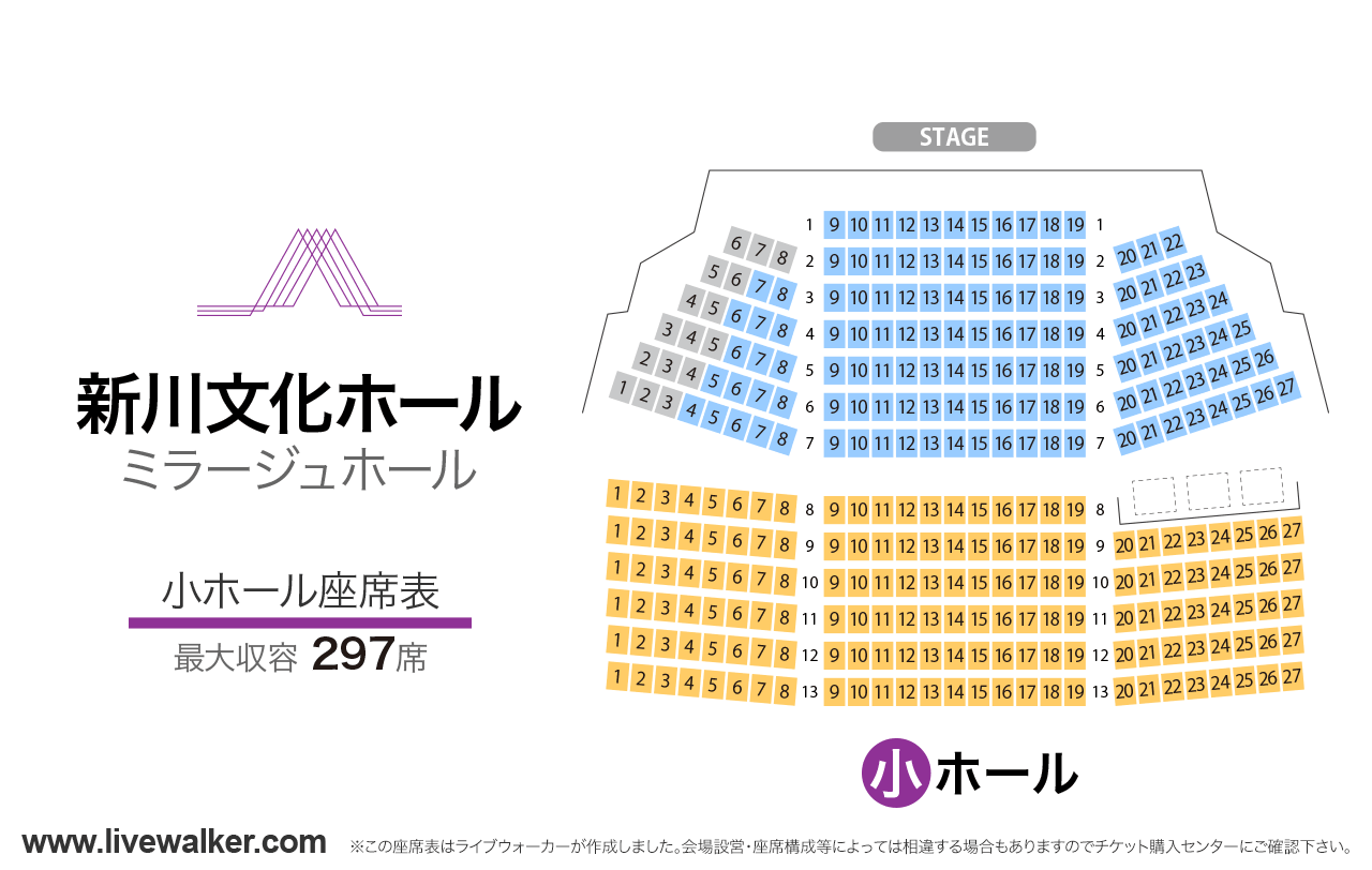 新川文化ホール ミラージュホール小ホールの座席表