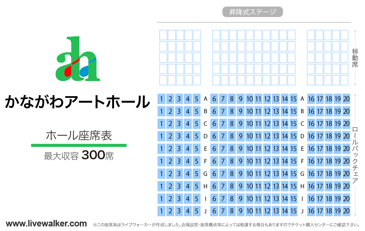 かながわアートホールホールの座席表