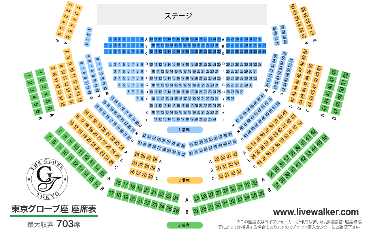 東京グローブ座東京グローブ座の座席表