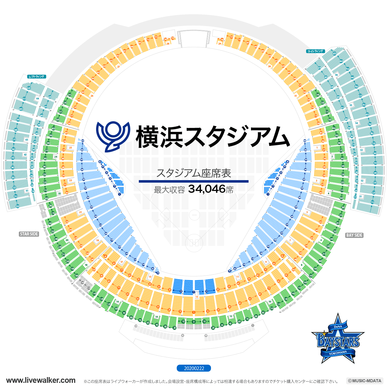 横浜スタジアムスタジアムの座席表