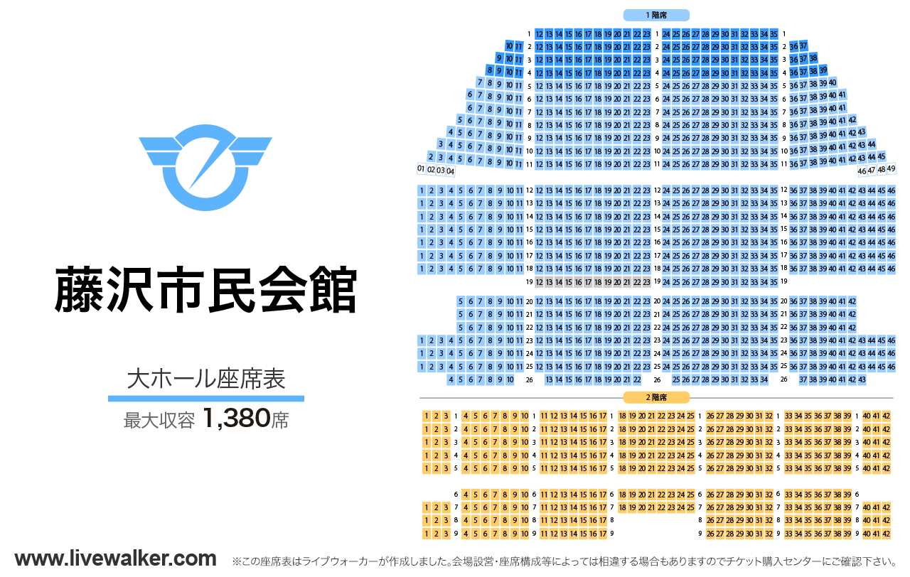 藤沢市民会館大ホールの座席表