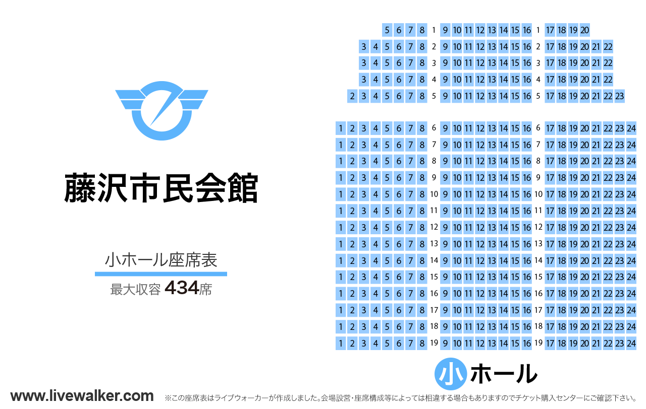 藤沢市民会館小ホールの座席表