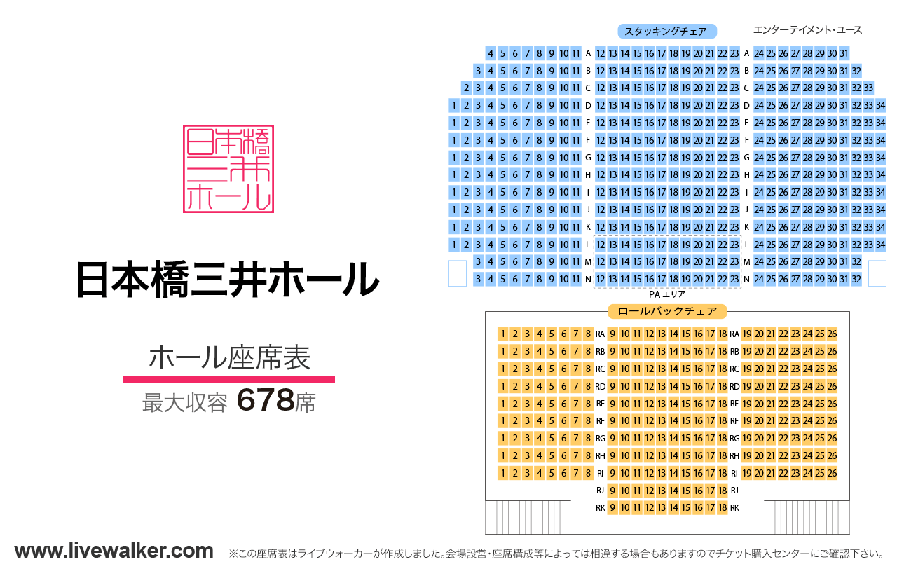 日本橋三井ホールホールの座席表