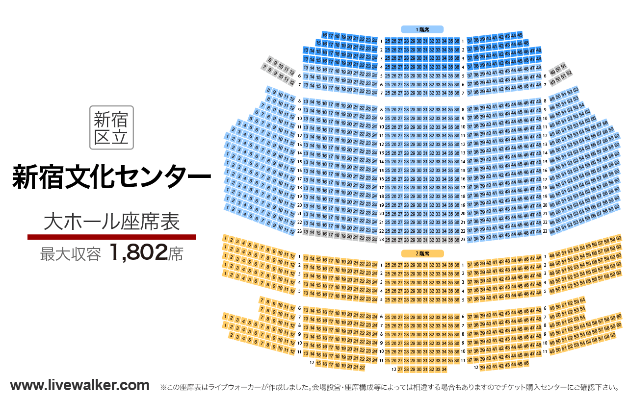 新宿文化センター大ホールの座席表