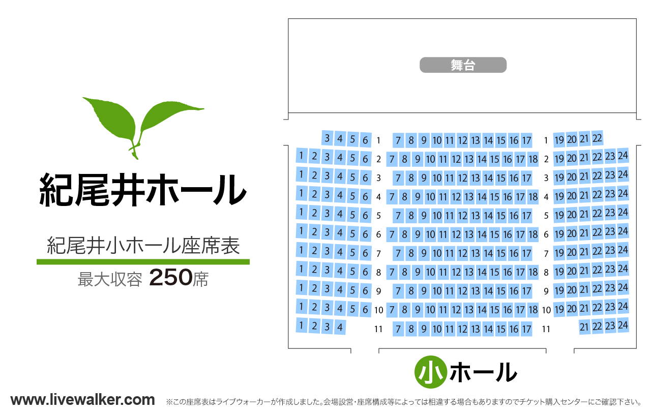 紀尾井ホール紀尾井小ホールの座席表